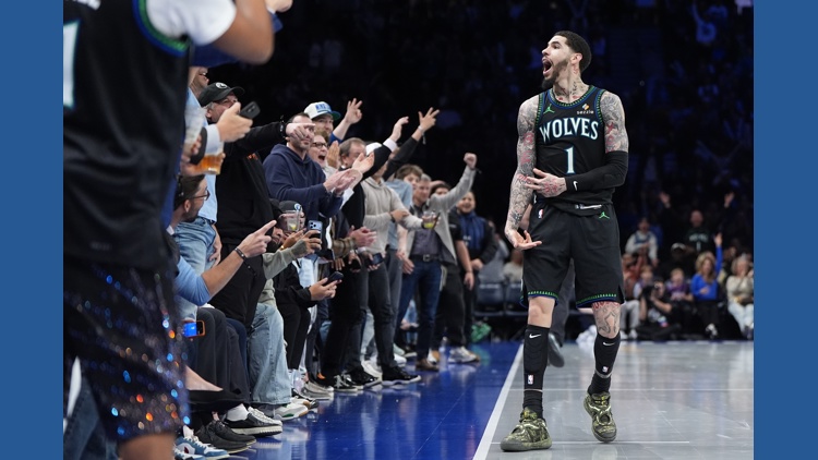 Timberwolves players celebrating a victory